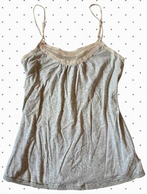 Abercrombie grey heathered polka dot lace camisole